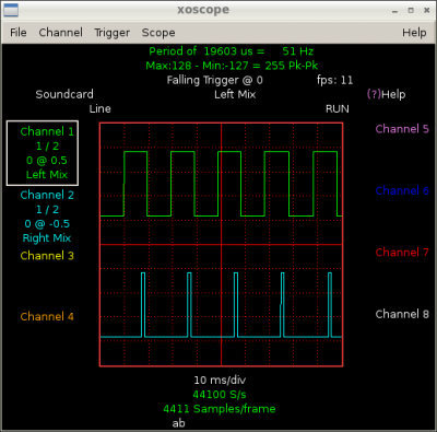 After inverting the XOR output for EST (blue trace)