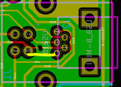 USB-B mini trace correction